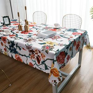 iLiveX Table Cloth, Original Design Hand Drawing Art Printed Tablecloth, Water-Proof Rectangle Table Cover, Kitchen Dining Indoor Outdoor Buffet Tabletop Decoration, 60×102 (Flower Vine)